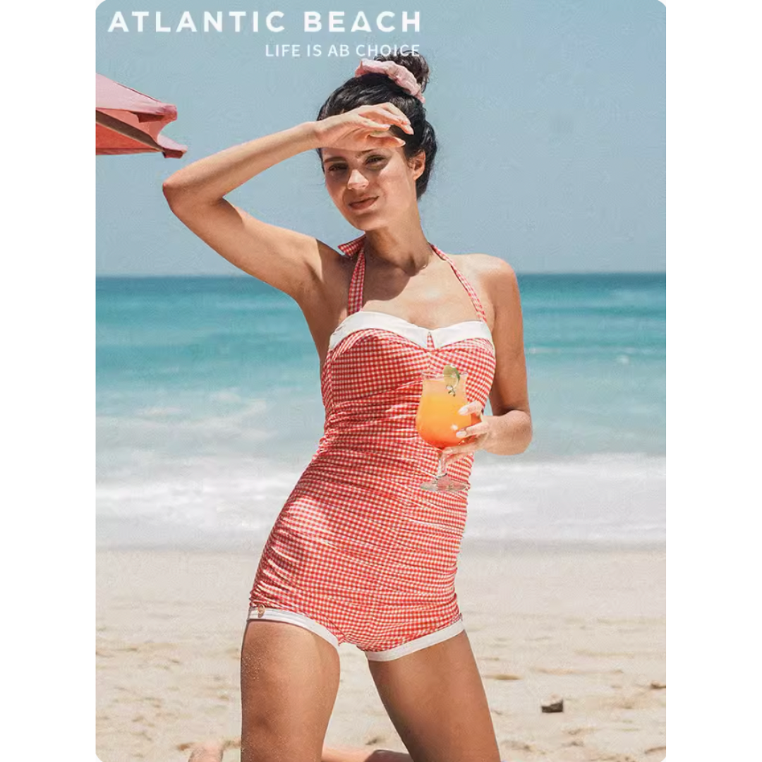 Atlantic Beach vintage body suit swimwear, S / Black