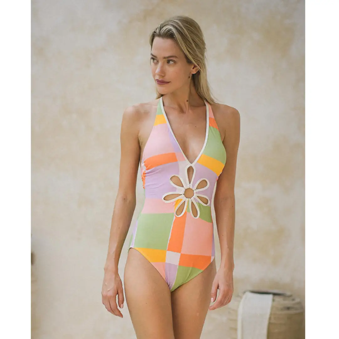 Atlantic Beach - Flower Cutout One Piece Swimsuit