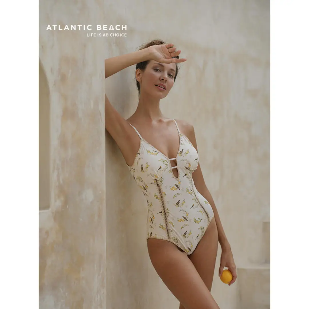 Atlantic Beach Swimwear: Floral Elegance One-Piece Swimsuit