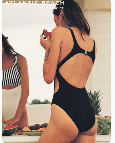 Kong Black Sexy Low Back Cut Out One Piece Swimsuit For Women