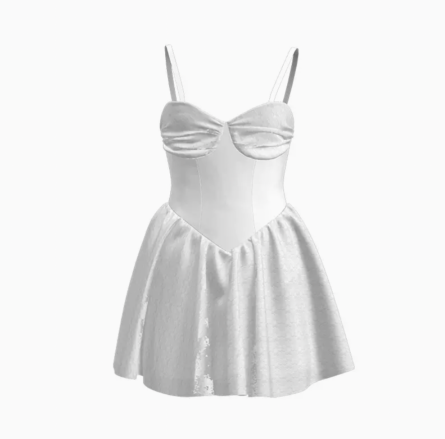 White Snow Bathing Suits One Piece Retro Swimsuit With Skirt