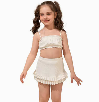 Atlantic Beach Kids Two Piece Swimsuits For Princess Little Girl White Bathing Suit