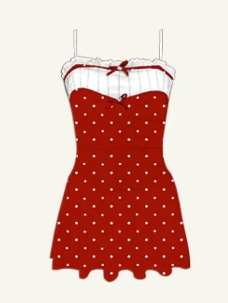 The Atlantic Beach Ocean Breeze Dot Swim Dress S / Red