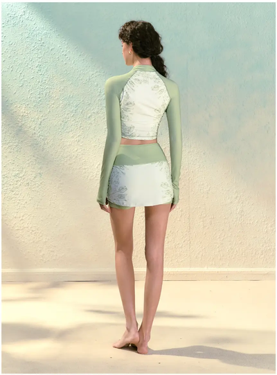 Women's Long Sleeve Surfing  Two-Piece Swimsuit with Skirt | UPF 50+ Sun Protection | Atlantic Beach Swimwear