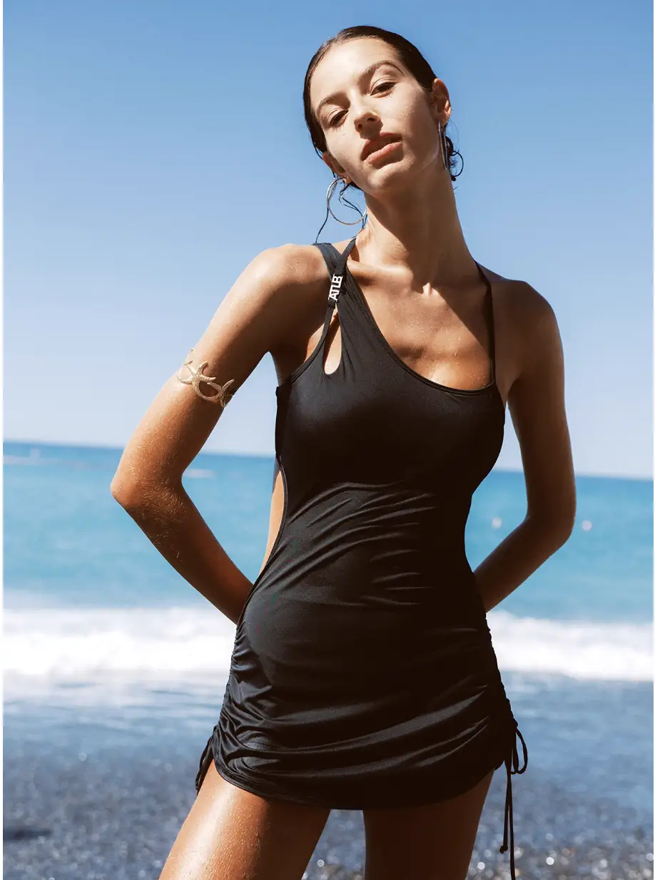 One-Shoulder Cutout Ruched Skirted Swimsuit – Atlantic Beach Exclusive