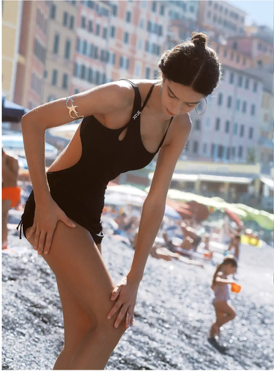 One-Shoulder Cutout Ruched Skirted Swimsuit – Atlantic Beach Exclusive