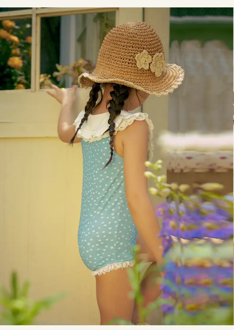 Vintage-Inspired Kids Swimsuit Set – Lemon Checkered & Polka Dot Designs