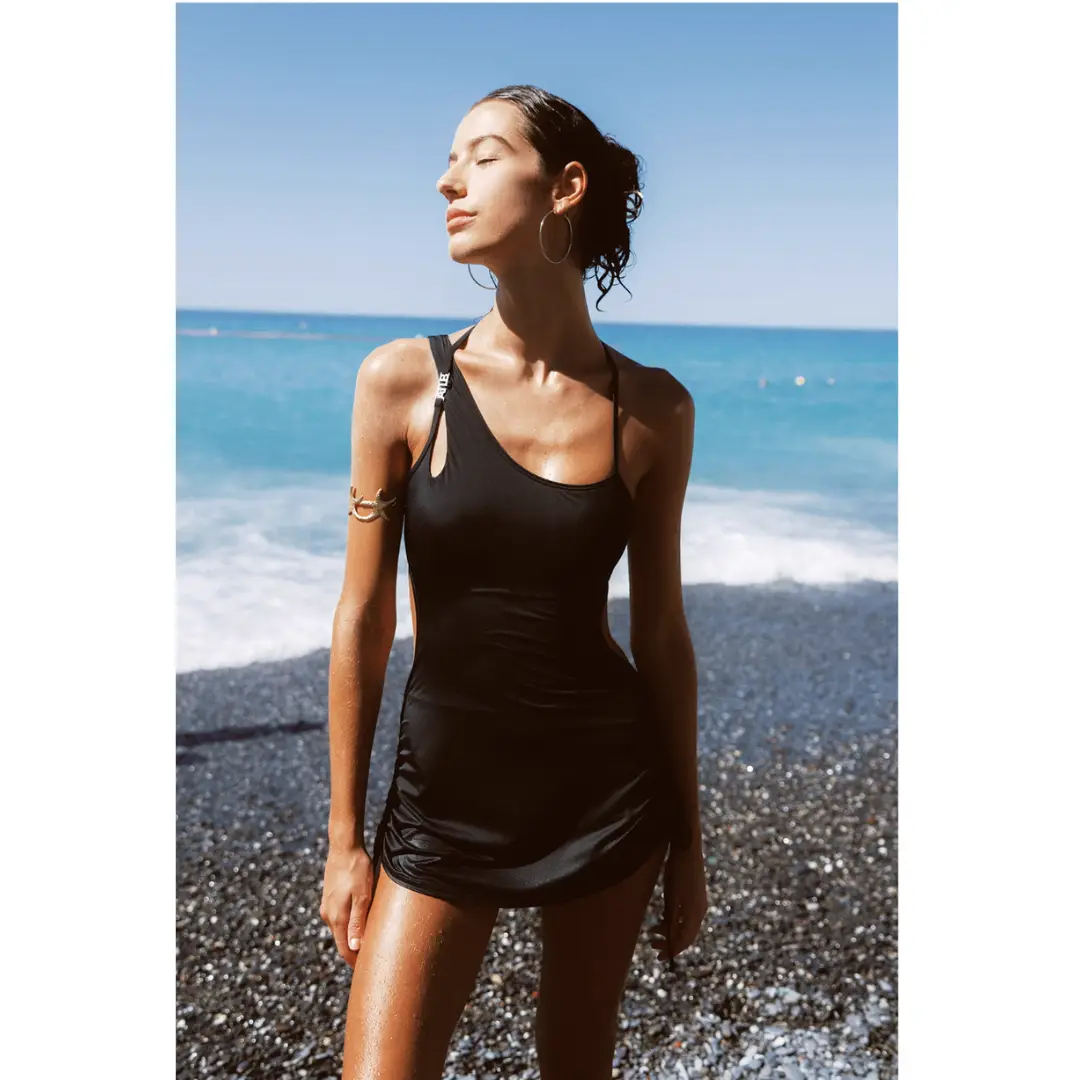 One-Shoulder Cutout Ruched Skirted Swimsuit – Atlantic Beach Exclusive