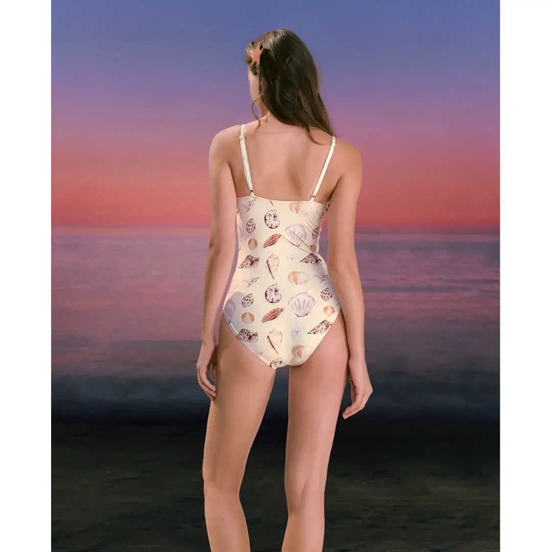 Seashell Dreams One-Piece Swimsuit – Vintage Coastal Print