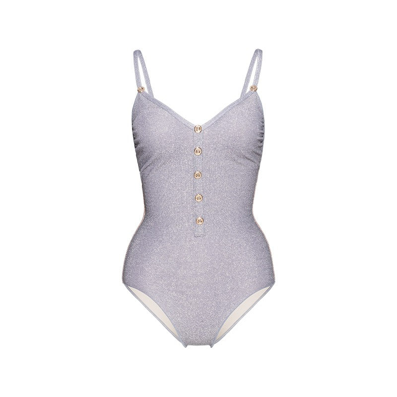 Shimmer Backless Retro Swimsuit One Piece For Women