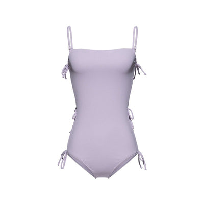 Tie Side One Piece Swimsuit JUDY Modest Square Neck Swimwear