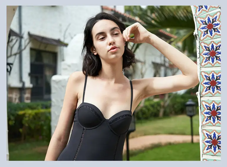 New Retro Falbala Low Cut Cute One-piece Swimsuit For Women