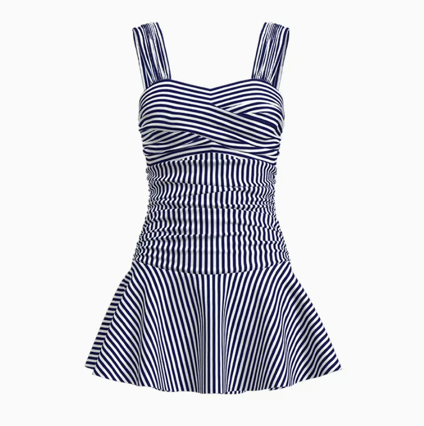 Atlantic Beach One Piece Retro Swimsuit With Skirt Cute Dot Swim Dress