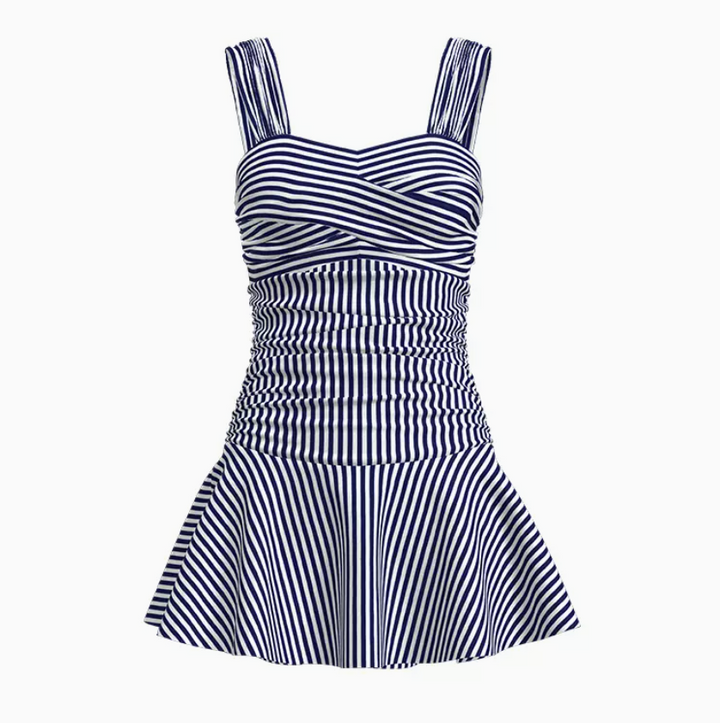 vintage swim dress 253 Bathing Costume The set is done of light and thin navy blue cotton Swim Dress Vintage Swimsuits For