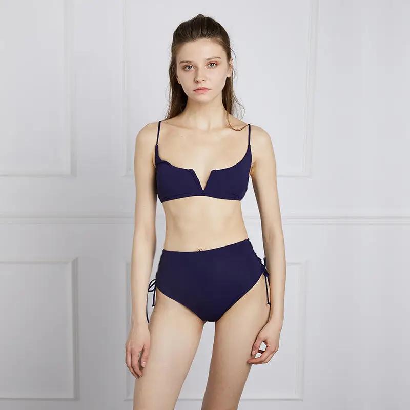 Romantic Strappy V-neck Split Swimsuit Two Piece Swimwear Bikini Set