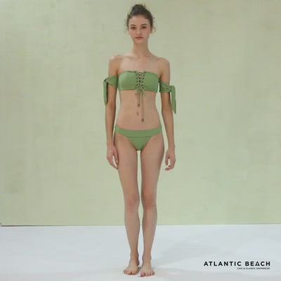 Strapless Vogue Bikini Bottom Split Swimsuit With Sleeves For Teens