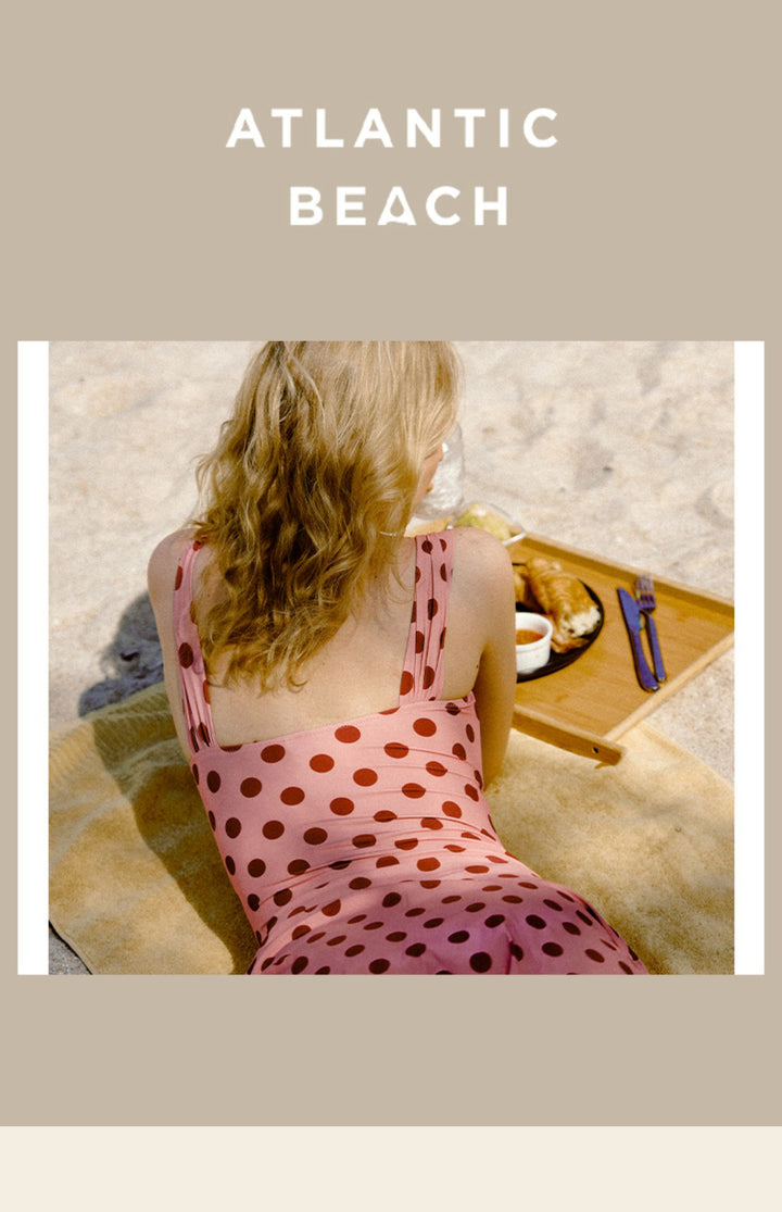 Atlantic Beach One Piece Retro Swimsuit With Skirt Cute Dot Swim Dress