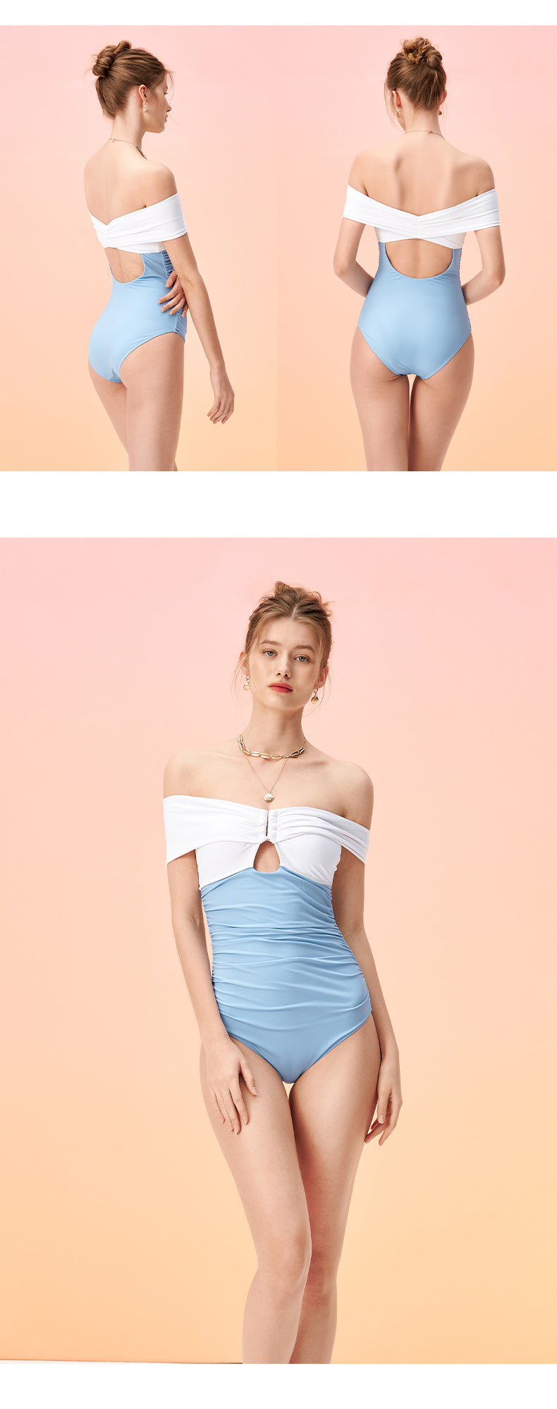 Cut Out One Piece Strapless Swimsuit With Sleeves Hello Venus For Women