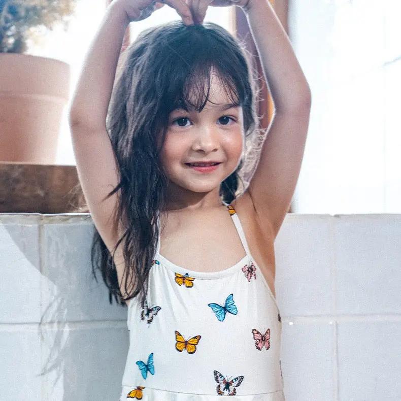Kid Swimsuit Summer Dress Style Striped Swimsuit For Little Girl